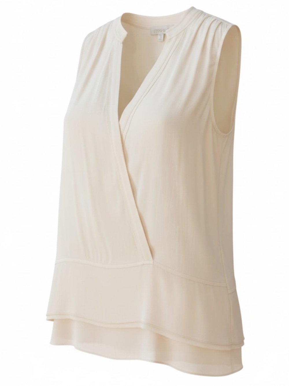 ETCETERA sleeveless ivory tunic faux wrap blouse - Size 6